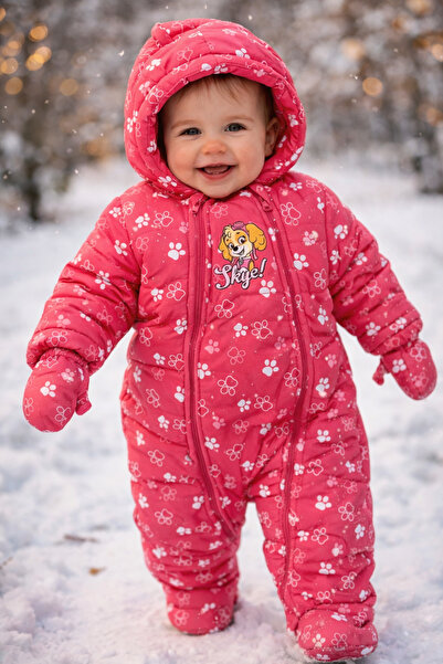 PAW PATROL Combinezon iarna bebe (Skye), roz, captusit + manusi