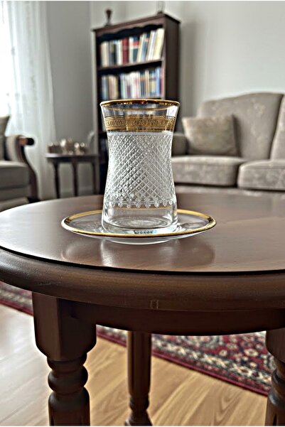 DECOSTYLE Divan Gold Pantoğraf Dekor 12 Parça Çay Seti | Paşabahçe Premium Ca...