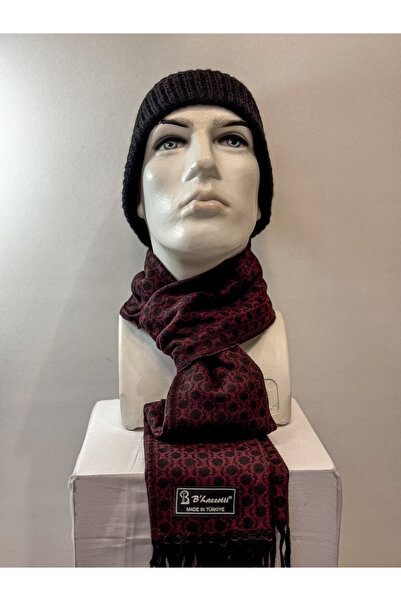 B'lazzotti Men's Kaşkol Scarf Woolen Burgundy Black