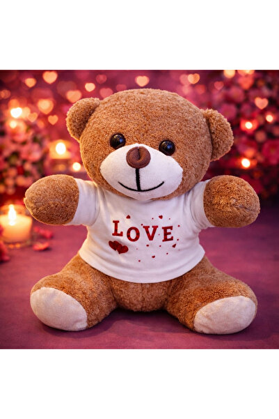 Vipfoni تي شيرت Love مطبوع على شكل دمية دب بني