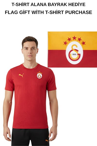 Galatasaray Original Licensed Crew Neck Red a Team 5 Star Training T-Shirt