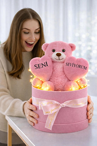 Fotomcity Sevgililer Gününe Özel Seni Seviyorum Tasarımlı 25 Cm Pembe Peluş A...
