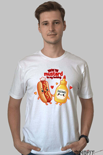GILDAN Tricou Valentine S Day Cuplu Mustarul Pentru Hotdogul Meu Barbat