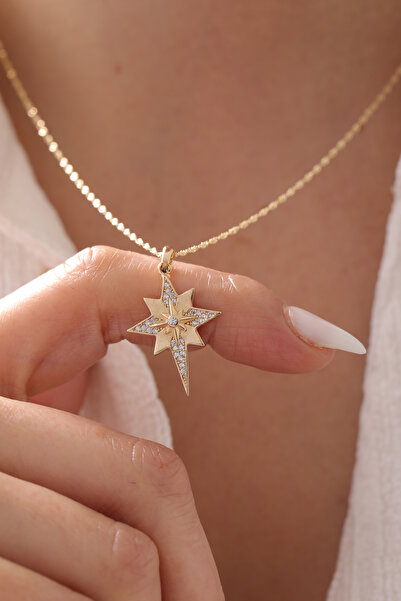 YAVUZ KUYUMCULUK 14 Ayar Altın Singapur Zincir Ara Taşlı Kuzey Yıldızı