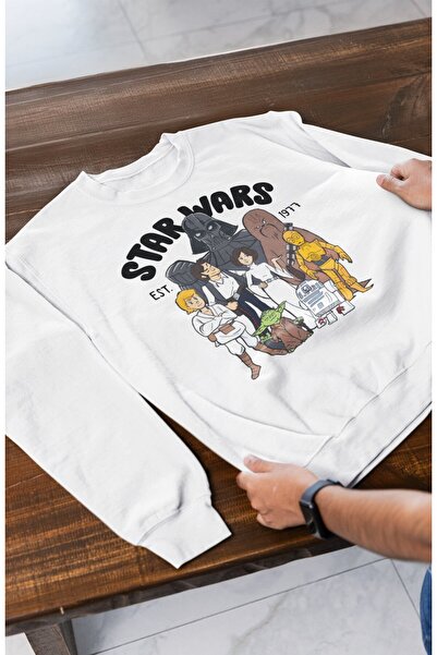 Fuddy Moda سويت شيرت قصة فضفاضة ميني ستار وورز للجنسين مطبوع بدون قلنسوة برقب...