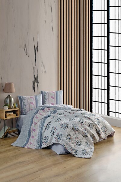 Kristal Single Person Four Seasons Quilted Duvet Cover Set Cornflower