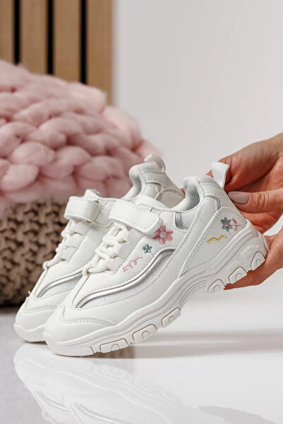 Zaira White children's sneakers made of eco-leather Arya #24044 - 30