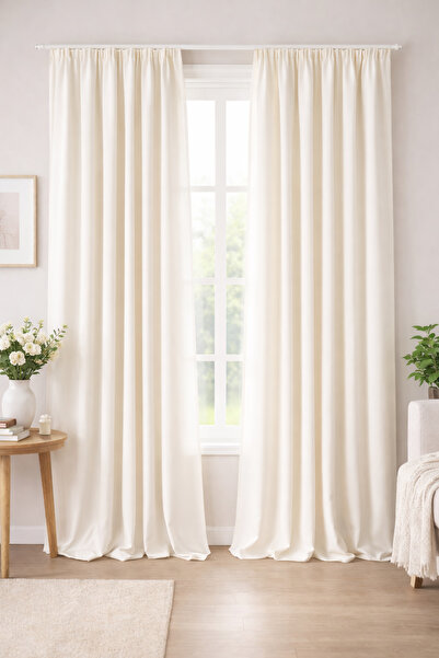 İQON Κουρτίνα φόντου από ανοιχτό λευκό απλό σχέδιο 300x250 με κορνίζα