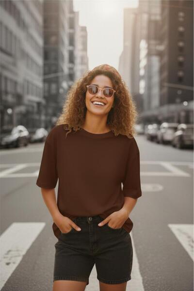 Oksit Mily Дамска широка базова памучна тениска с обло деколте и свободна кро...