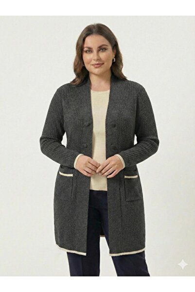 F&D Tekstil Women's Knitwear Long Tunic Cardigan