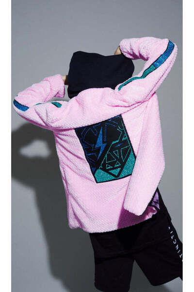 Nobrand Faux Fur Pink Long jacket with glitter