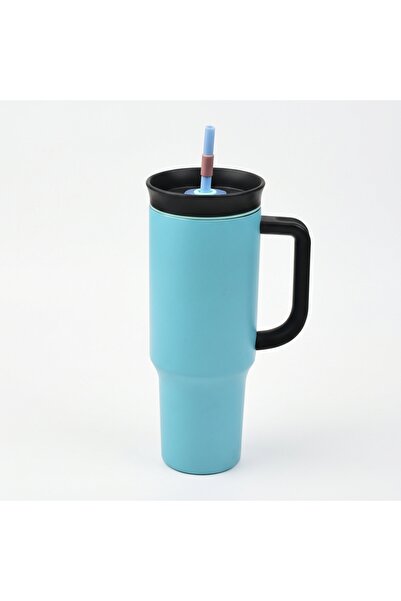 Destello Thermal Mug with Straw 1.2L Vacuum Insulation Travel Light Blue