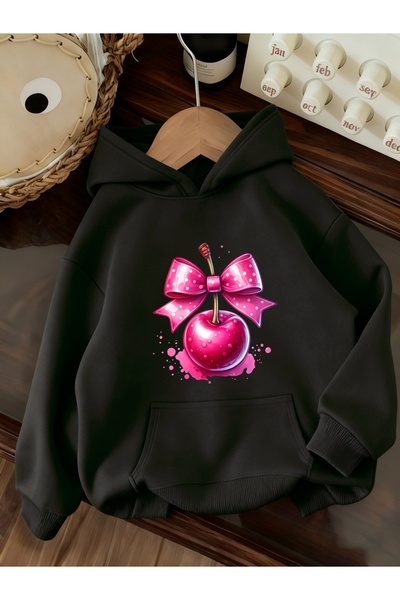 Deocept Φούτερ Unisex Pink Cherry με τύπωμα με κουκούλα με τσέπες καγκουρό, ά...