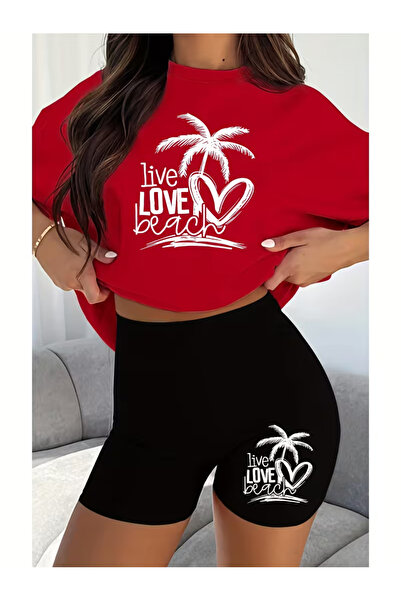 COMANCHERO Women's Live Love Printed T-Shirt and Short Leggings Bottom Top Set