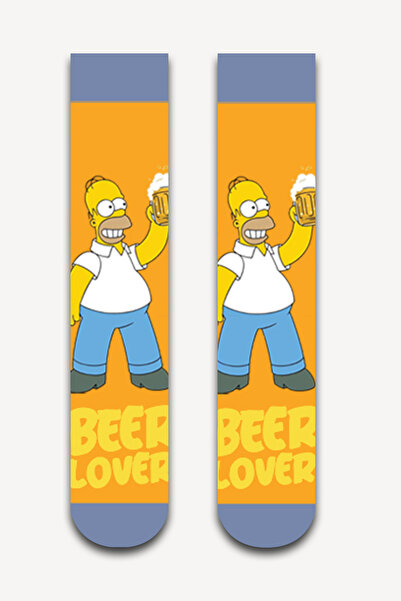Neşeli Çoraplar Beer Simpsons Renkli Unisex Çorap