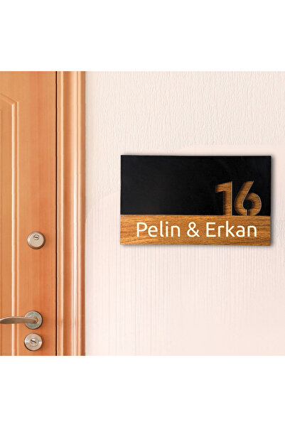 HippoDeco Kişiye Özel Siyah Kapı Süsü | İsimli Modern Apartman Kapı Tabelası ...