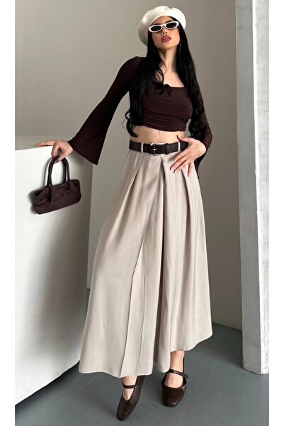 DİMA Belt Detailed Pleated Skirt