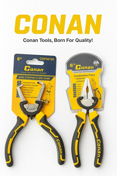 CONAN Professional Pliers – 2 Pieces 6" (160mm) Wire Stripping Pliers + Combi...