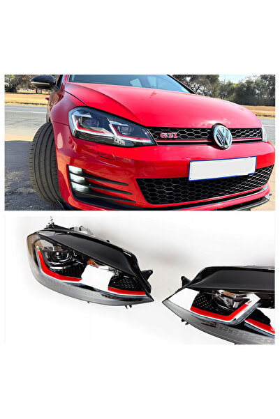 X POWER TUNİNG VW GOLF 7 2013- MK7 7.5 DİZAYN KAYAR SİNYALLİ KIRMIZI J ÖN FAR