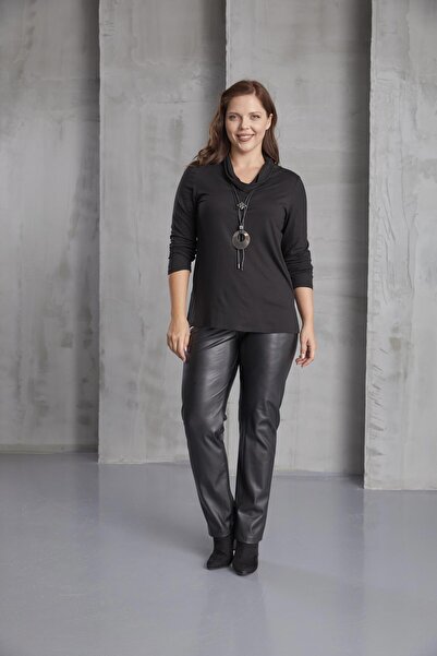 Lema Günay Kadın Büyük Beden Bluz Lm78091 Yuvarlak Yaka Penye