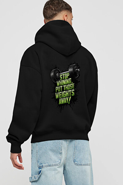 Ankhises GYM, Sports, Fitness 63 Μαύρο φούτερ με κουκούλα και στάμπα στην πλά...