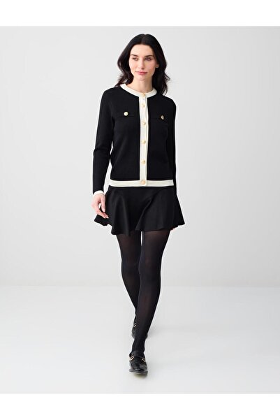 Jimmy Key Black Straight Cut Elastic Waist Mini Knitted Shorts Skirt