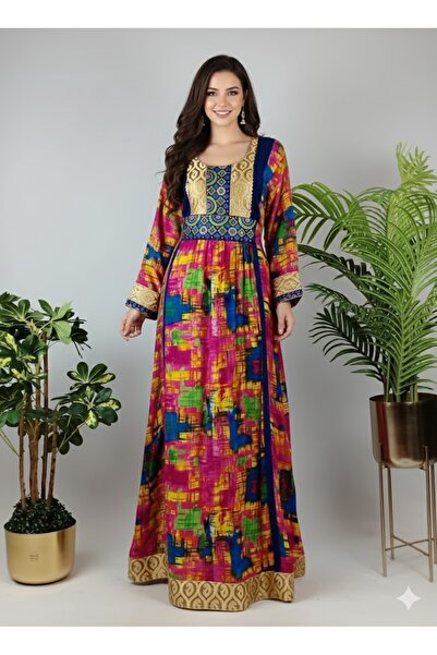 ASIAN Star-shaped women's jalabiya with a distinctive colorful design – moder...