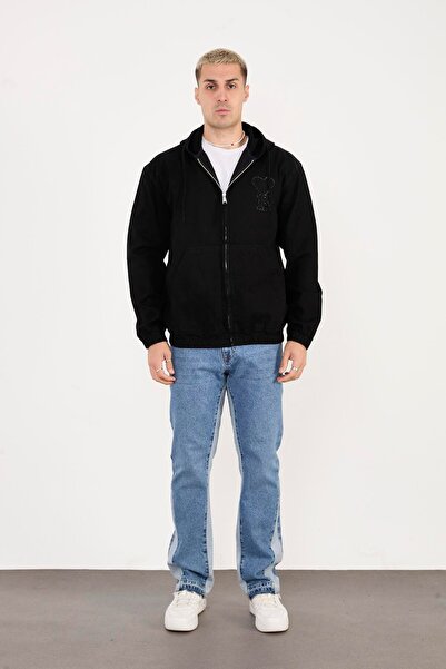 Rocqerx X-2029 Hooded Denim Jacket with Elasticated Hem and Sleeves