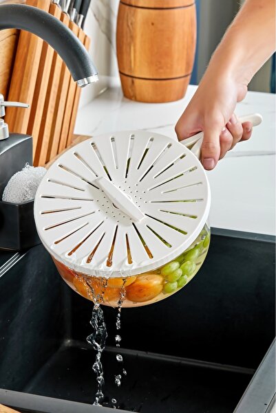 LeylArt Folding Handle Vegetable Fruit Drainer Storage Container - Refrigerat...