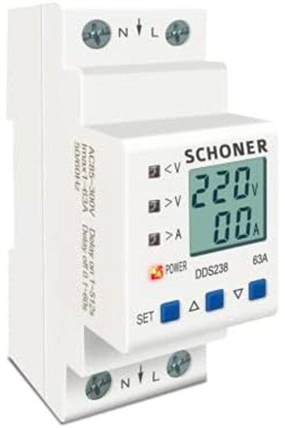 STOREMAX Gerilim Koruma Rölesi Yüksek Alçak Voltaj Akım Koruma 63A Voltaj Kor...