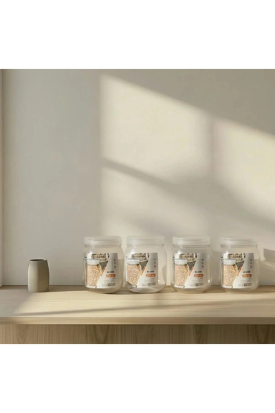 mawfoor برطمان بلاستيك بغطاء شفاف 4 قطع - 500 مل