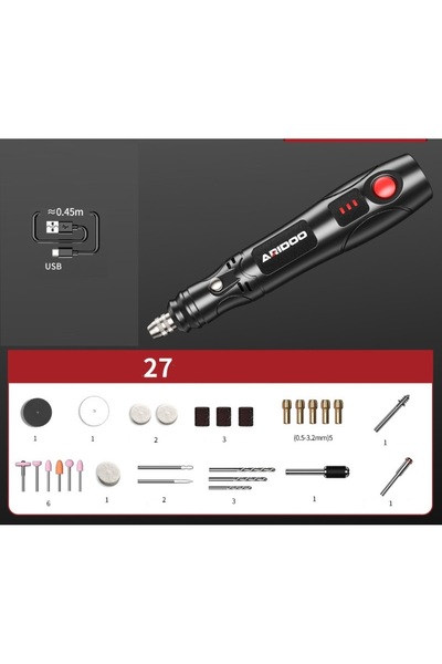 ARIDOLU AR1000 electric mini router with 27 accessory set – for engraving, cu...