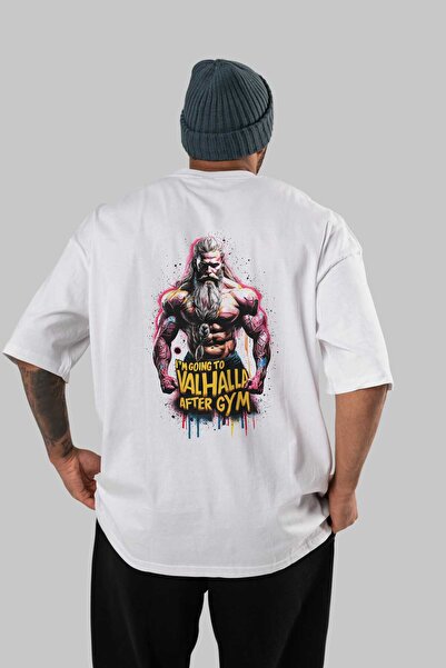 Ankhises GYM, Sport, Fitness 19 Tricou supradimensionat alb cu imprimeu pe sp...