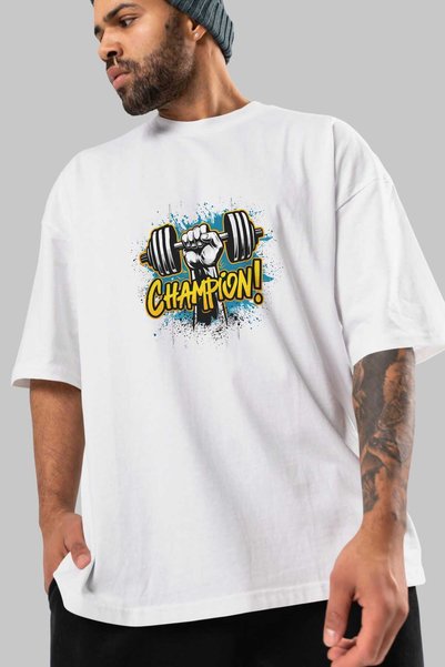 Ankhises Gym, Sports, Fitness 21 Pre-Printed White Oversized T-Shirt Men's Women's Cotton Crew Neck T-Shirt