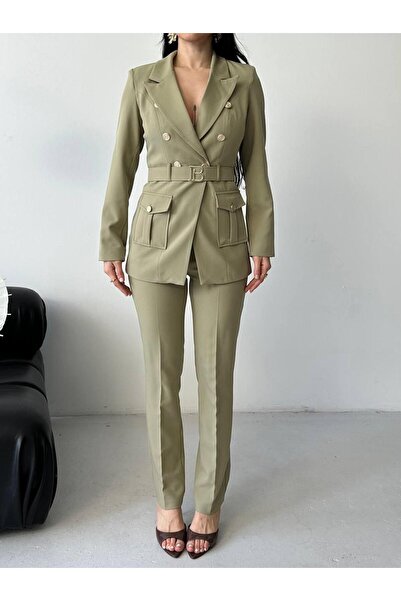 Ekim Store Double Breasted Blazer Suit with Buckle Buttons