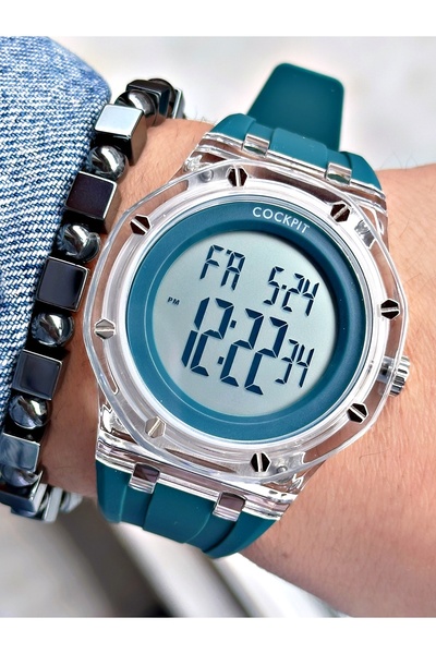 Cockpit Mavi Renkli Dijital Orjinal Garantili Su Geçirmez Erkek Kol Saati + B...