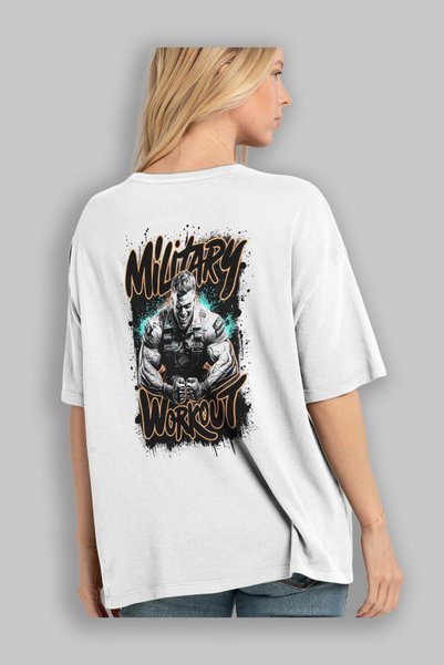Ankhises Gym, Sports, Fitness 74 Back Printed White Oversize T-Shirt Men's Women's Cotton Crew Neck T-Shirt