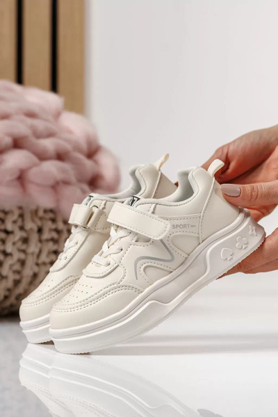 Zaira White children's sneakers made of eco-leather Alina #24034 - 30