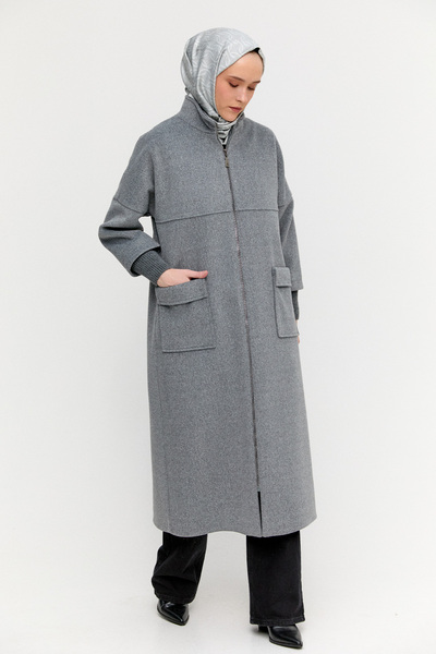 Setrms Yüksek Yakalı Kaşe Kaban