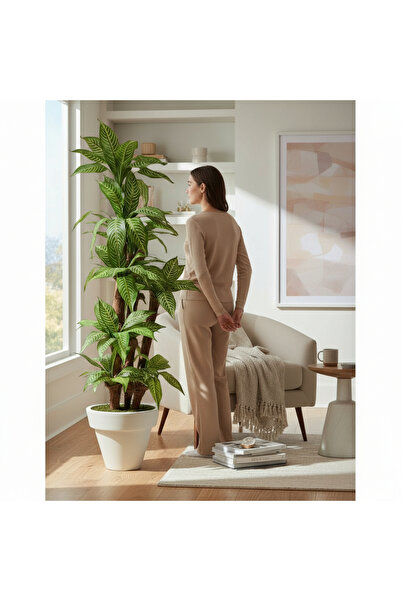 ERHAN FLOWERS Yapay Dracaena 180 cm - 3 Gövdeli Zebra Desenli Yapay Ağaç beya...