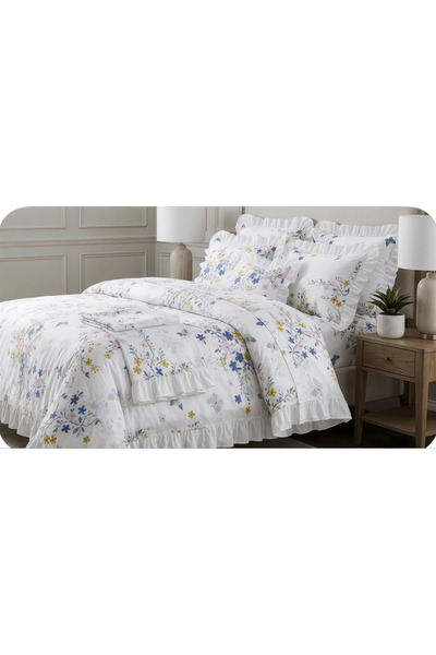 By Masuaa Double Ruffled Bedding Set and 2 Ruffled Pillowcases | |   Without ...