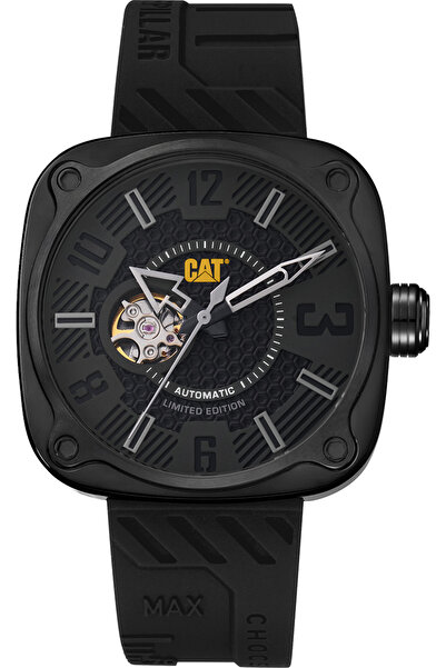 Cat Automatic Watch, 46 mm case, Black Silicone Strap