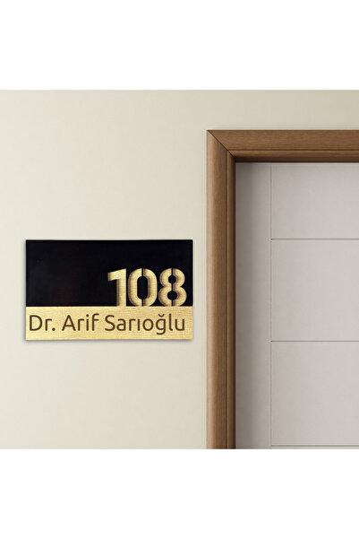 HippoDeco Kişiye Özel Ahşap Kapı Süsü | İsimli MDF Apartman Kapı Tabelası 25x...