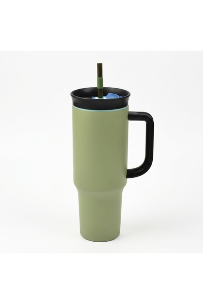 Destello Cană termică cu pai 1.2L, izolație în vid, verde, pentru călătorii