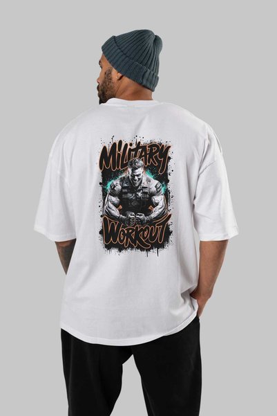 Ankhises Gym, Sports, Fitness 74 Back Printed White Oversize T-Shirt Men's Women's Cotton Crew Neck T-Shirt