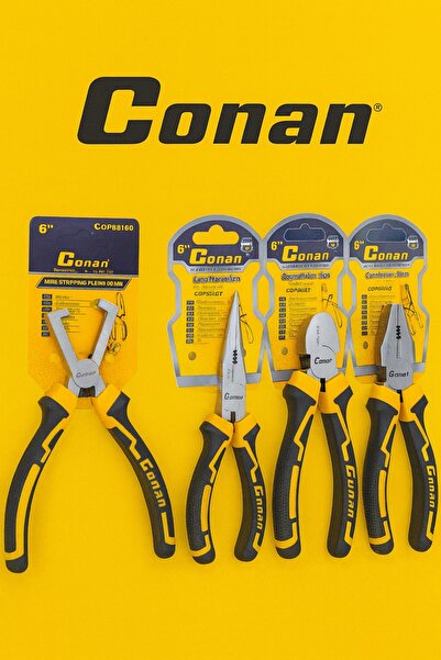 CONAN 6" (160 mm) Professional 4-Piece Pliers Set – Multi-Purpose for Wire St...