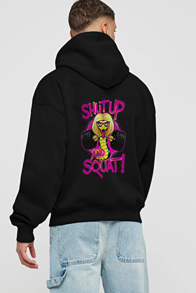 Ankhises GYM, Sports, Fitness 43 Μαύρο φούτερ με κουκούλα και στάμπα στην πλά...