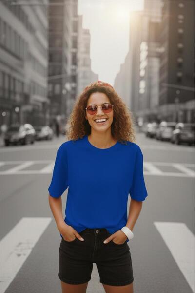 Oksit Mily Дамска широка базова памучна тениска с обло деколте и свободна кро...