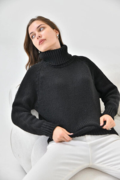 Cool & Sexy Black Turtleneck Oversize Knitwear Sweater