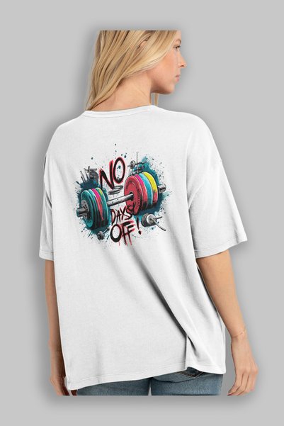 Ankhises Gym, Sports, Fitness 83 Back Printed White Oversize T-Shirt Men's Women's Cotton Crew Neck T-Shirt